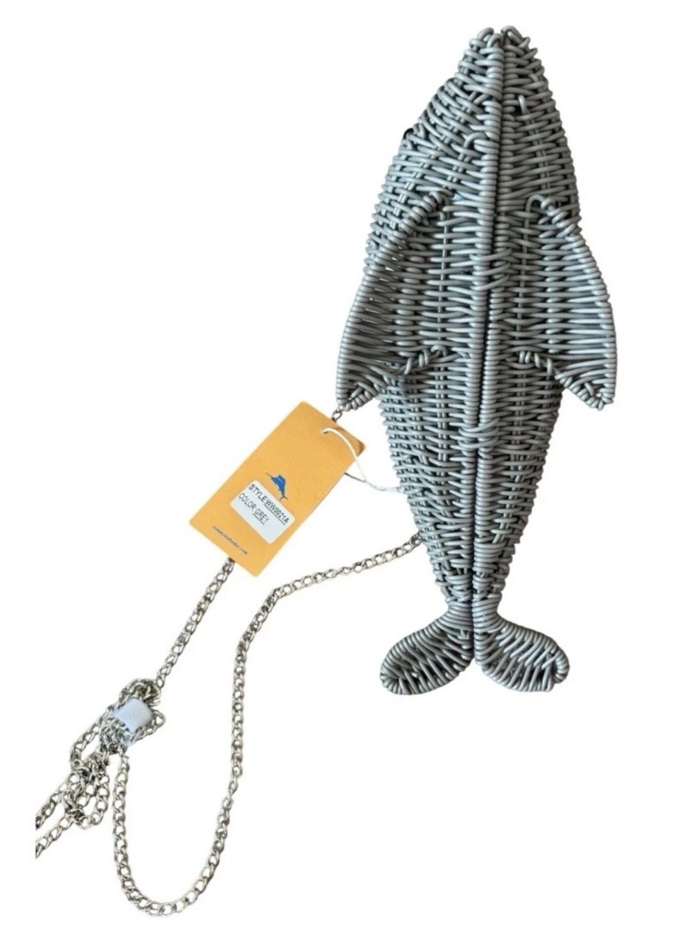 New Tommy Bahama Dolphin Woven Crossbody Bag in Charcoal Gray - Picture 5 of 15